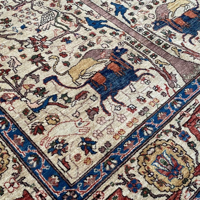 Fine Ivory Persian Isfahan Tree of Life Hand-Knotted Wool Rug - 5'7" X 7'8" For Sale - Image 9 of 13