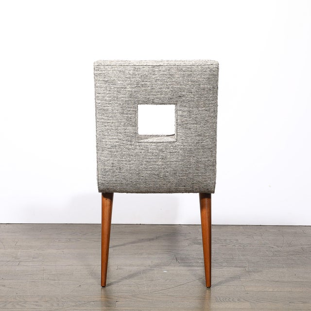 Wood Set of 6 Mid-Century Modern Walnut Cutout Back Arm & Side Chairs by Paul Frankl For Sale - Image 7 of 17