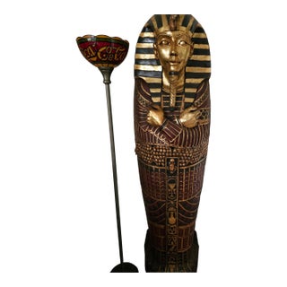 Vintage Life Size Sarcophagus Cabinet 76” Egyptian Pharaoh King Tut For Sale
