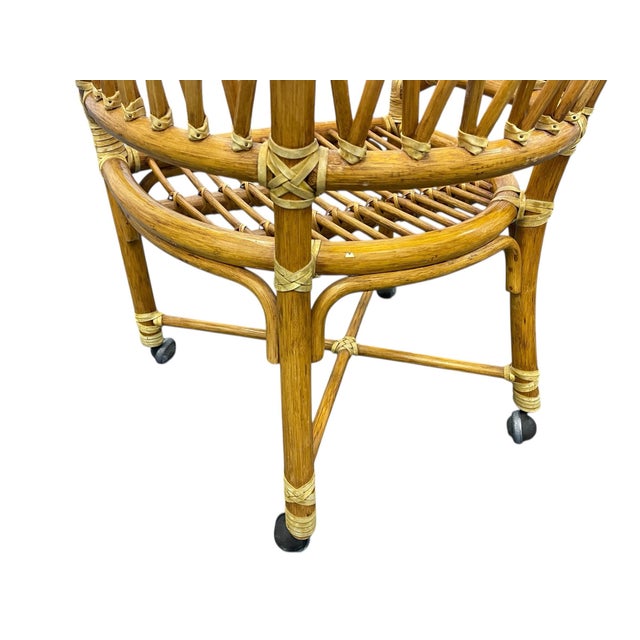 Vintage McGuire Rattan Barrel Chairs on Casters – Set of 4 For Sale In Naples, FL - Image 6 of 12
