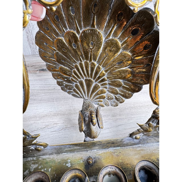 Antique Menorah Hanukkiah With Peackock & Rampart Lions For Sale - Image 11 of 12