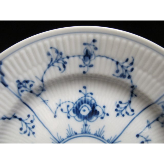 Mid-Century Modern Royal Copenhagen 179 Denmark Plain Blue Fluted 7 5/8" Salad Plate Dish For Sale - Image 3 of 5