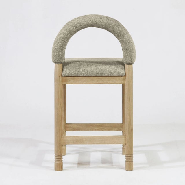 Heidi Teak & Brown Boucle Counter Stool For Sale - Image 6 of 9