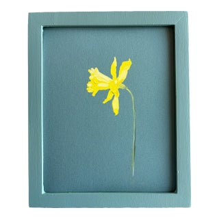 2025 Carolyn Misterek Giclee Print of Yellow Daffodil in Handpainted Frame For Sale