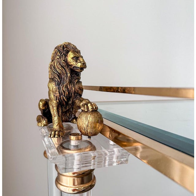 Metal Vintage Italian Serving Trolley in Brass, 1970s For Sale - Image 7 of 12