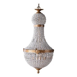 Matthew Izzo Home Bezier Prism Glass Chandelier With Antique Brass Finish Detail Over Iron - Medium For Sale