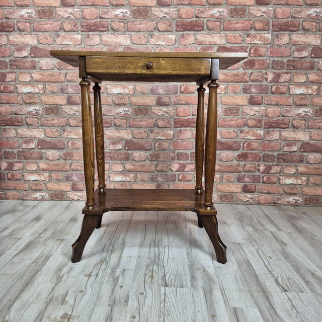 Antique Oak Side Table with Drawer, 1900s For Sale - Image 9 of 10