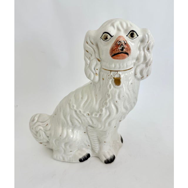 Antique 19th C White Staffordshire Spaniel Mantel Dogs - A Pair For Sale - Image 13 of 18