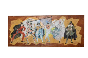 Menossi, Neapolitan Carnival, 1970-1980, Painting on Wood