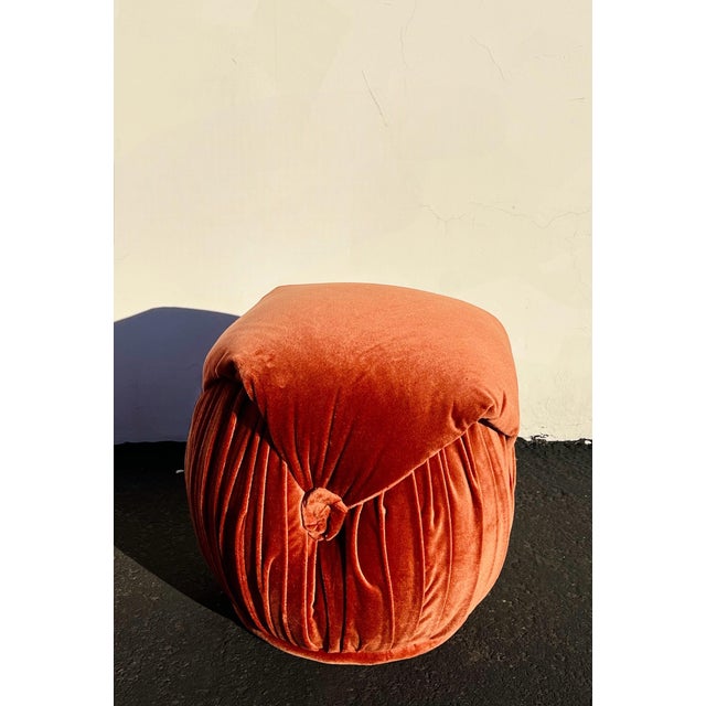 1960s 1960s Newly Reupholstered Mohair Tiered Pouf Footstools Vintage - Set of 2 For Sale - Image 5 of 8