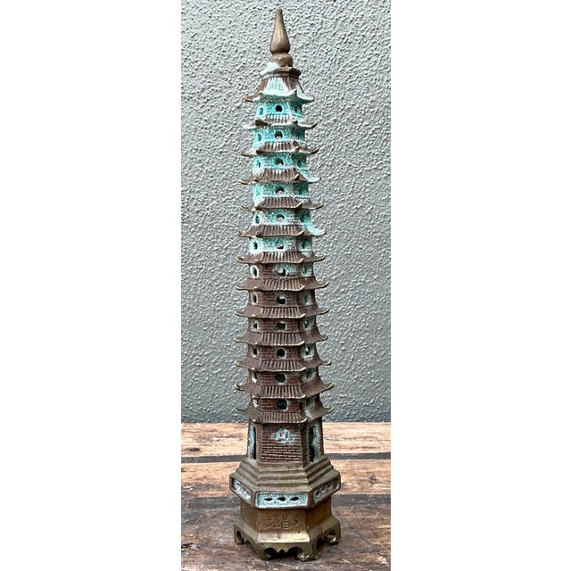 Vintage Patinated Brass Pagoda For Sale - Image 12 of 12