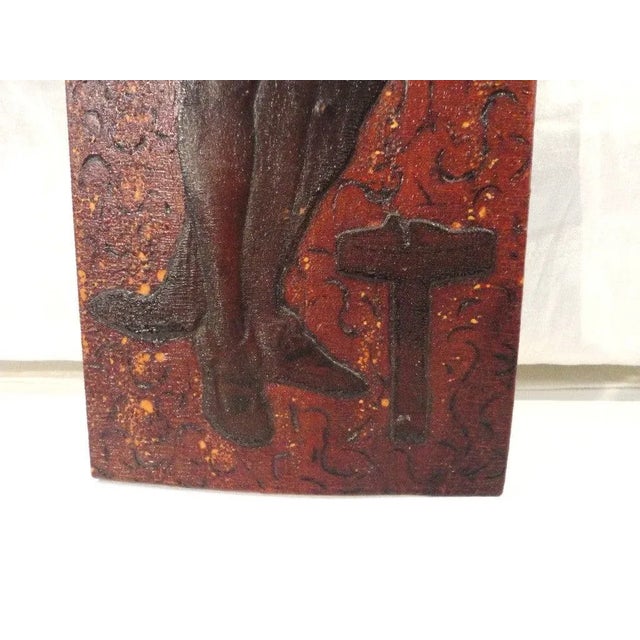 Wood Fantastic Original Painted and Carved 19th Century Indian Plaque For Sale - Image 7 of 7