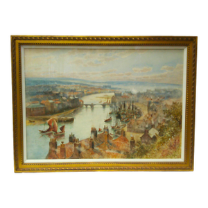 Late 19th Century "View of the River Esk at Whitby From the Old Bridge", Original Watercolor Painting