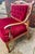 Victorian Vintage Victorian-Style Wine Red Velvet Loveseat For Sale - Image 3 of 17