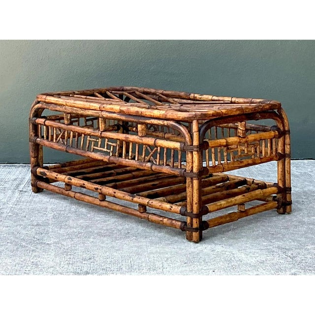 Wood Vintage Brighton Rattan Coffee Table For Sale - Image 7 of 12
