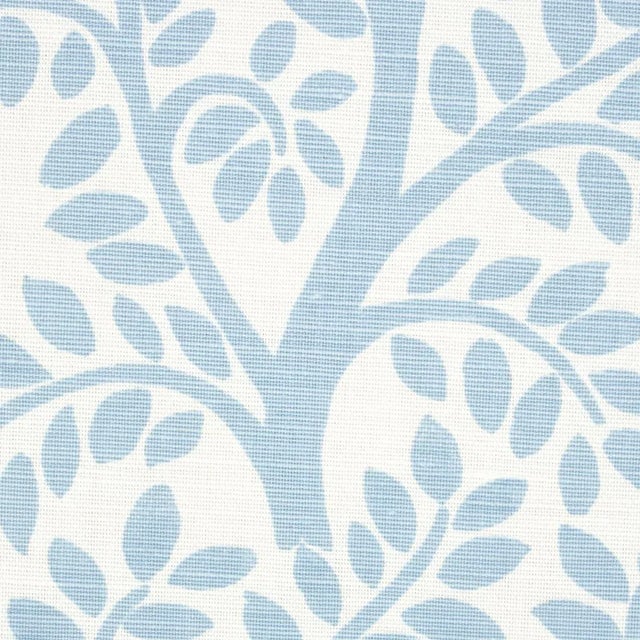 Schumacher Sample - Schumacher Temple Garden II Fabric in Sky on Ivory For Sale - Image 4 of 5