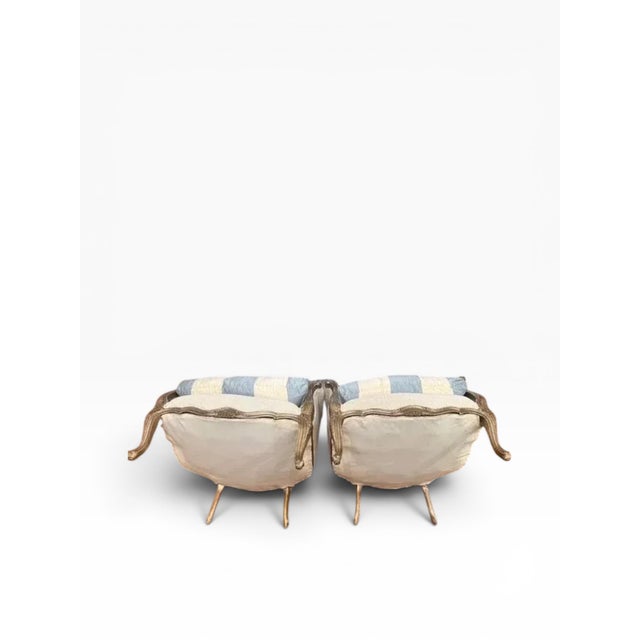 Early 20th Century Pair of Early 20th Century Louis XV–Style Wingback Bergère Chairs With Gilt Frames For Sale - Image 5 of 17