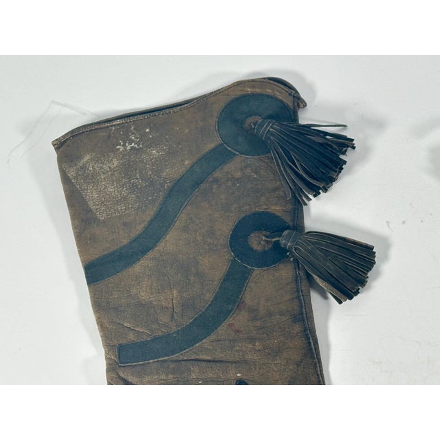 Edwardian Leather Kid Gauntlet Gloves for your consideration. Each glove measures approx. 12 1/4 inches long and approx. 4...