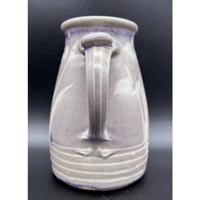 Ceramic Contemporary Signed Dahlstedt Gray and Purple Botanical Studio Pottery Pitcher For Sale - Image 7 of 11