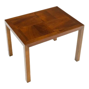 Rectangle Walnut Mid-Century Modern Parsons Style End Side Table Stand