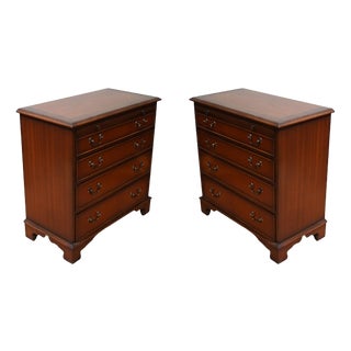 Georgian Revival Mahogany Bachelor's Beside Cabinets, Set of 2 For Sale