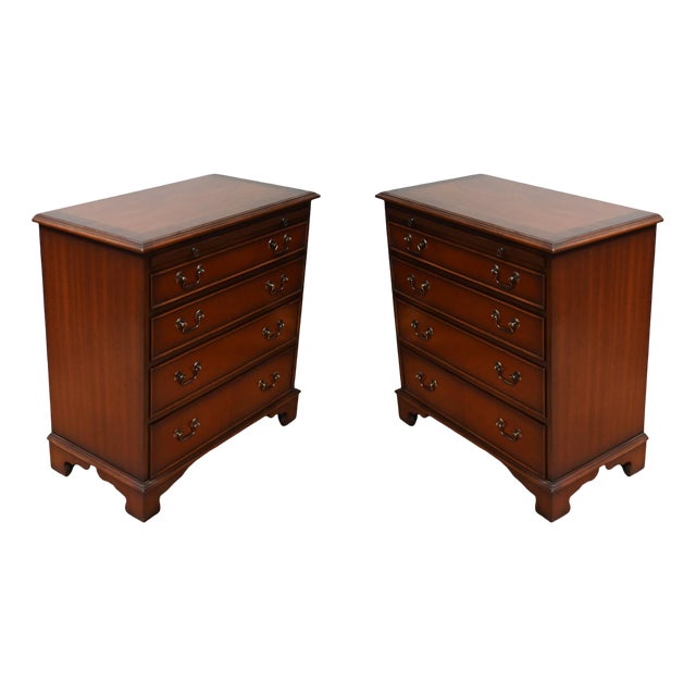 Georgian Revival Mahogany Bachelor's Beside Cabinets, Set of 2 For Sale