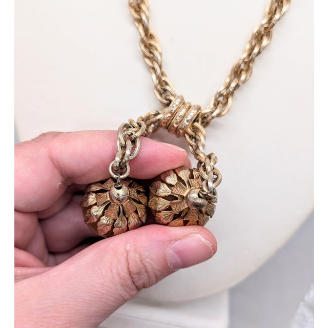Napier Vintage 1960s Signed Napier Goldtone "Peach" Moonglow Drops Necklace For Sale - Image 4 of 11