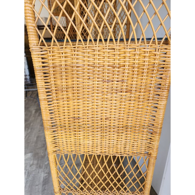 Tan Vintage Wicker Etageres in the Manner of Danny Ho Fong for Tropi-Cal - A Pair For Sale - Image 8 of 13