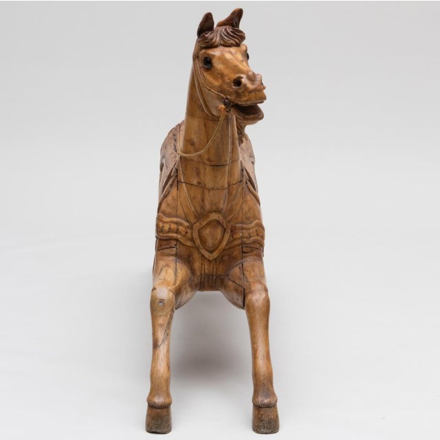 19th Century Antique Victorian Carved Pine Carousel Horse For Sale - Image 5 of 12