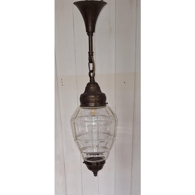 Antique French Lantern-Shaped Pendant Lamp, 1890s, in Very Good conditions. Designed 1890 to 1919 Up to 250V (Europe/UK...