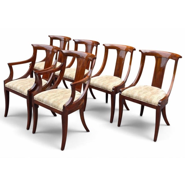 Traditional Late 20th Century Stickley Cherry Klismos Regency Style Dining Chairs, Set of 6 With Two Armchairs For Sale - Image 3 of 15