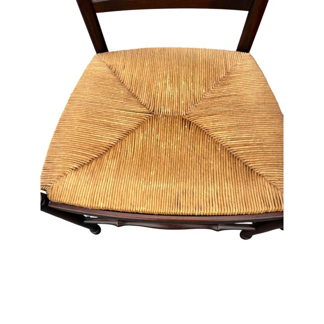 Wood Pair of Vintage Ladder-Back Rush-Seat Chairs-Pair For Sale - Image 7 of 8