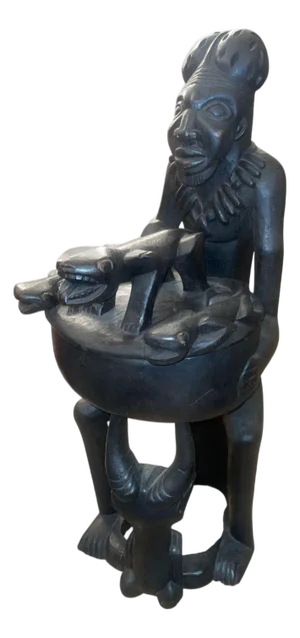 Monumental Yoruba Figural Ritual Vessel, Nigeria, Mid-20th Century