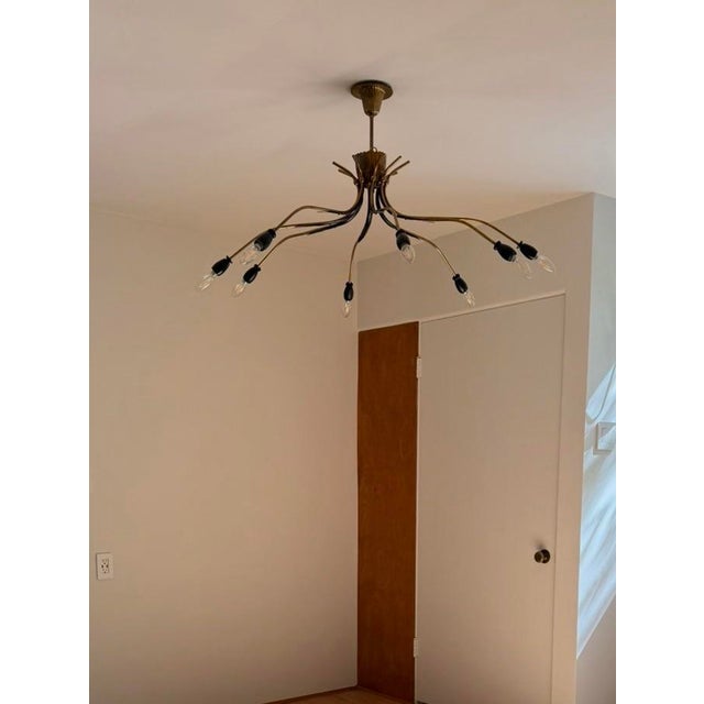Mid-Century Modern 1950s Mid Century Modern Brass Sputnick “Spider” Ceiling Lamp - 1950s For Sale - Image 3 of 4