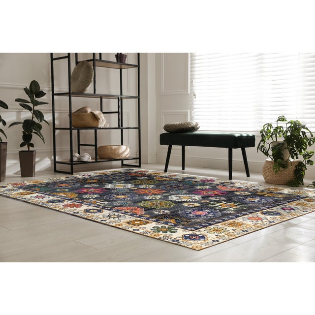 9x12 Lila Ruby Charcoal Traditional Floral Hand Knotted Wool Carpet Rug For Sale - Image 4 of 6