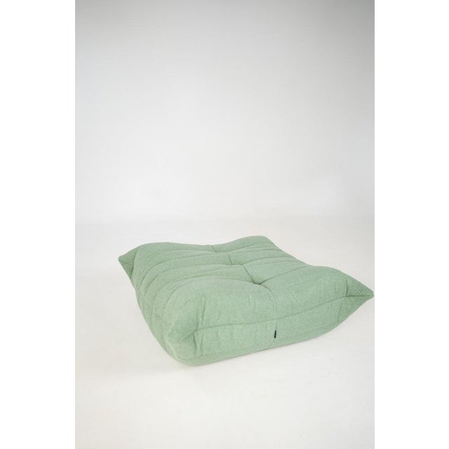 1970s Set of Togo Lounge Chair and Pouf in Mint Bouclet Fabric by Michel Ducaroy for Ligne Roset, 1973 For Sale - Image 5 of 18