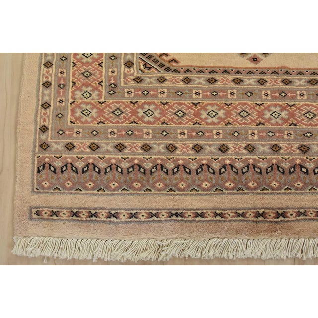 Beige Bokhara Jaldar Rug 3’1” X 5’2” Beige Wool Tribal Hand-Knotted Oriental Carpet For Sale - Image 8 of 11