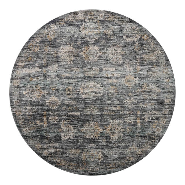 Jean Stoffer x Loloi Katherine Ink / Jade 7'-10" x 7'-10" Round Area Rug For Sale