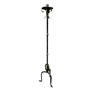 Antique Wrought Iron Candlestick, 1940 For Sale