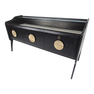 Italian Modern Glass Top Sideboard For Sale