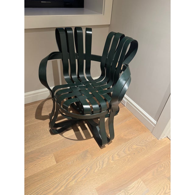 Frank Gehry-designed Cross Check Chair has a production date stamp of 5/25/92, and the Knoll / Gehry signature stamped...