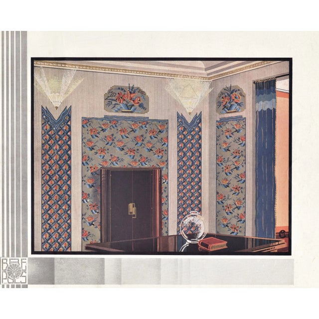 1931 French Art Deco Interior Room Design Print For Sale