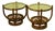 Late 20th Century Pair of Round Rattan Side Tables For Sale