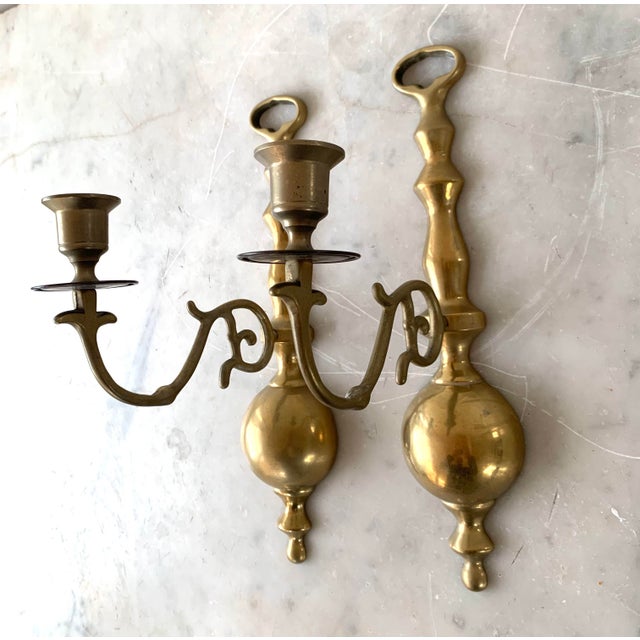 Pair of Vintage Brass Wall Sconce Candle Holders Chairish