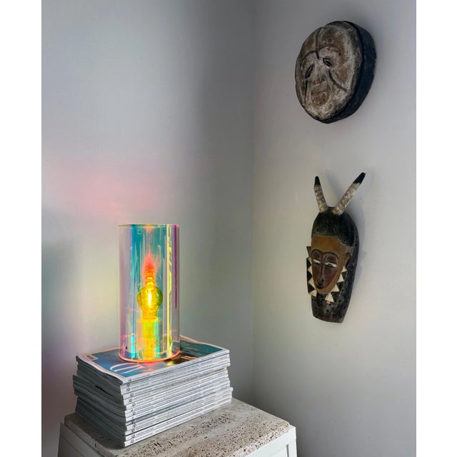 Cylinder Holographic Table Lamp by Brajak Vitberg For Sale - Image 4 of 6