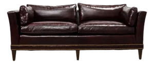 English Regency Style Waxed Cordovan Leather Case Sofa