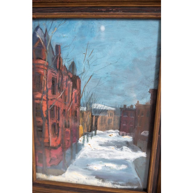 Early 1900's Baltimore Brownstone Street Scene Painting by Artist Lilian Giffen For Sale - Image 4 of 6