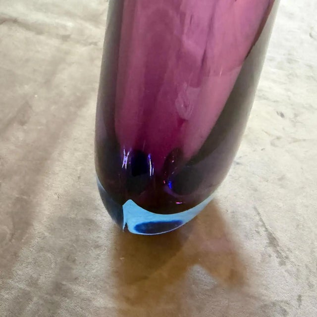 A 1970s Modern Purple and Blue Sommerso Murano Glass Vase by Flavio Poli For Sale - Image 13 of 13