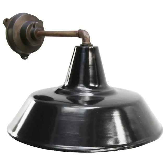 Factory wall light black enamel, white interior diameter cast iron wall piece: 12 cm, 3 holes to secure E27 / E26 Up to...