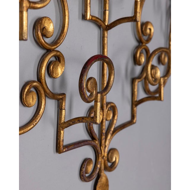 Vintage Italian Wall Coat Rack in Gilt Wrought Iron, 1950s For Sale - Image 11 of 14
